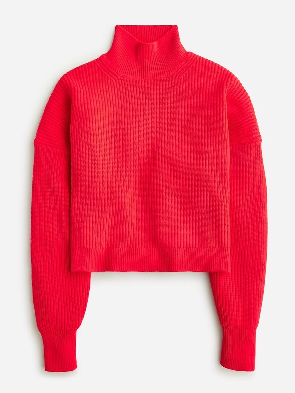 J.Crew Ribbed Turtleneck Sweater In Stretch Yarn Candy Apple. Size L